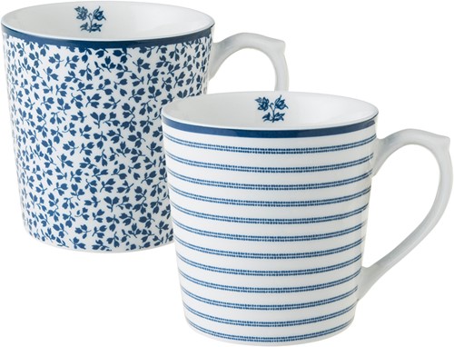 Laura Ashley Giftset 2 Minimugs Floris and Candy Stripe 22 cl.