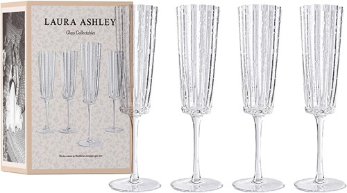Laura Ashley Giftset 4 Glass Champagne Clear 52 cl.