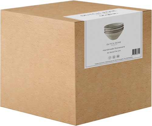 Giftset 4 Bowls 14cm Creme Dutch Rose Organic-3