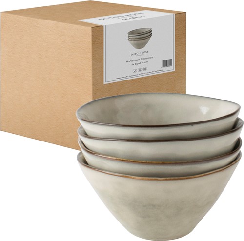 Giftset 4 Bowls 14cm Creme Dutch Rose Organic-2