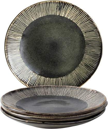 Giftset 4 Plates 21,5cm Green Dutch Rose Organic
