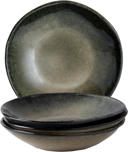Giftset 4 Plates Deep 23,5cm Green Dutch Rose Organic