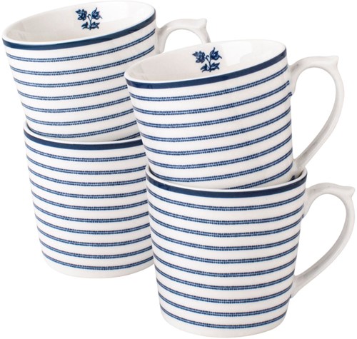 Laura Ashley Giftset 4 Mugs Candy Stripe 32 cl.