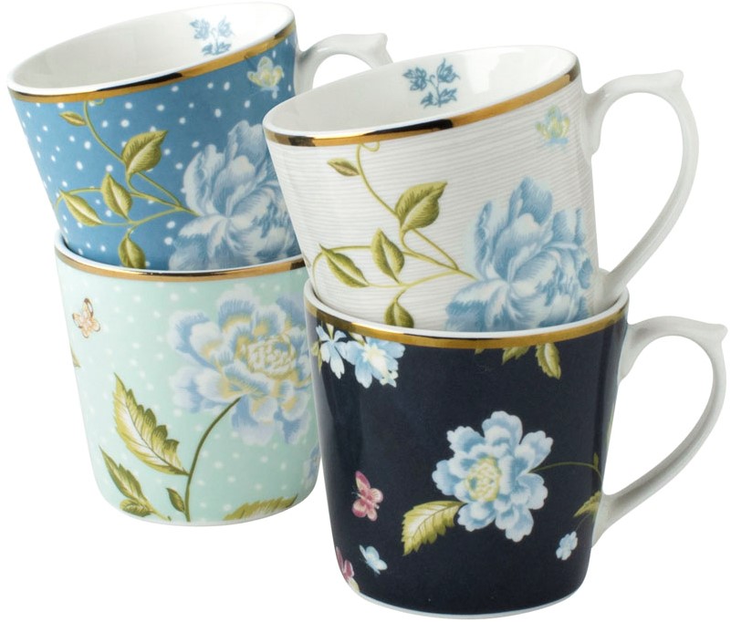 Laura Ashley set 4 mokken gemengd dessin