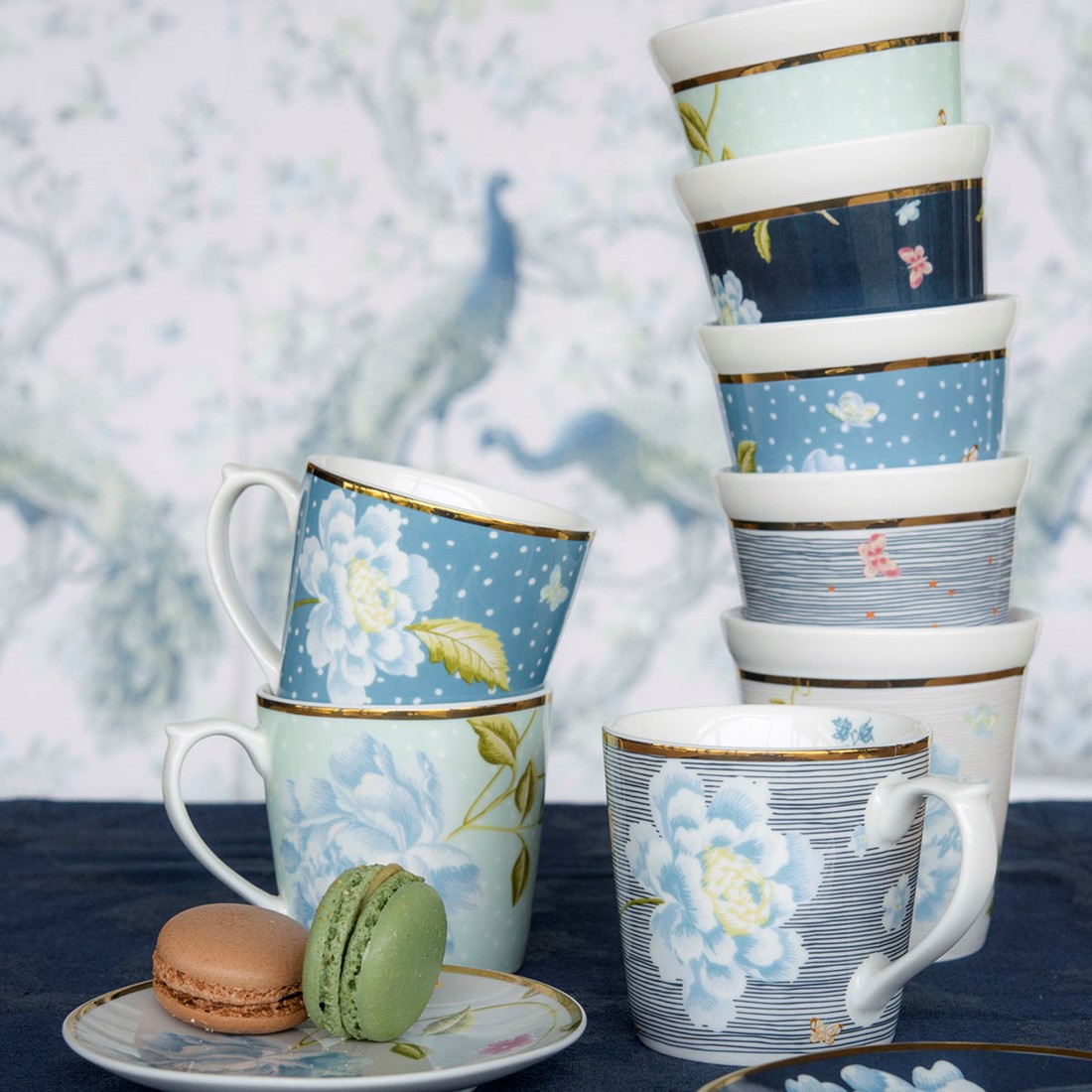 Laura Ashley set 4 mokken gemengd dessin