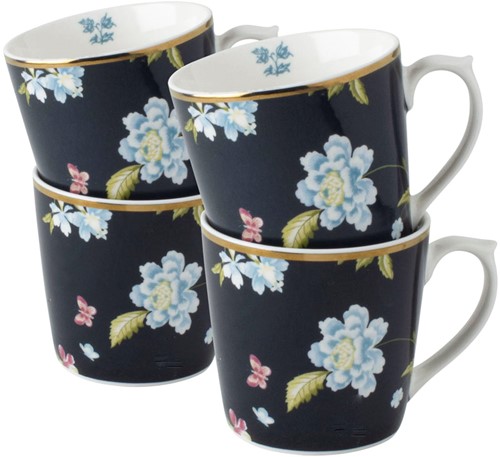Laura Ashley Giftset 4 Mugs Midnight Uni 32 cl.