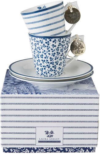 Laura Ashley Giftset 2 Cup and Saucers Espresso 9 cl.